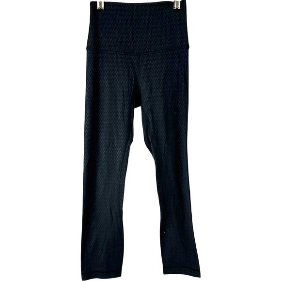 Lululemon Align Crop 21" Diverge Emboss Black Women's Size 2 Excellent Condition - Picture 1 of 8